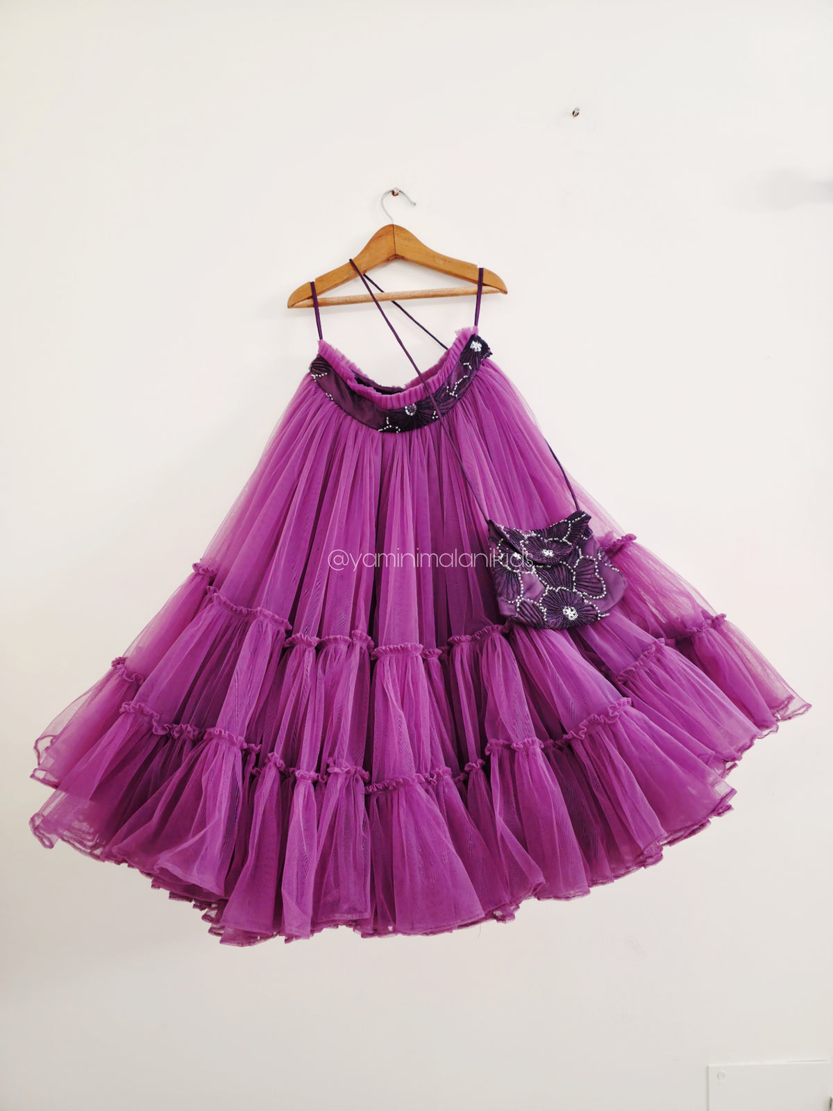 Wine Tiered Lehenga