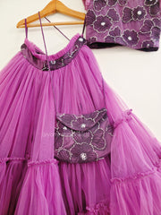 Wine Tiered Lehenga