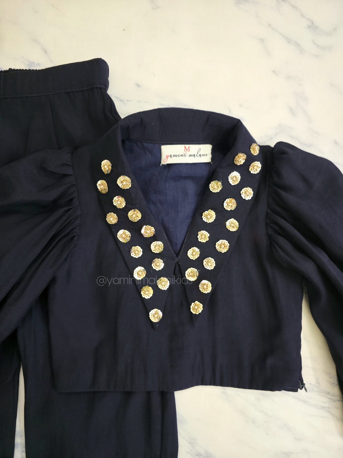 Navy Blue Sequins and Gota Co-Ords