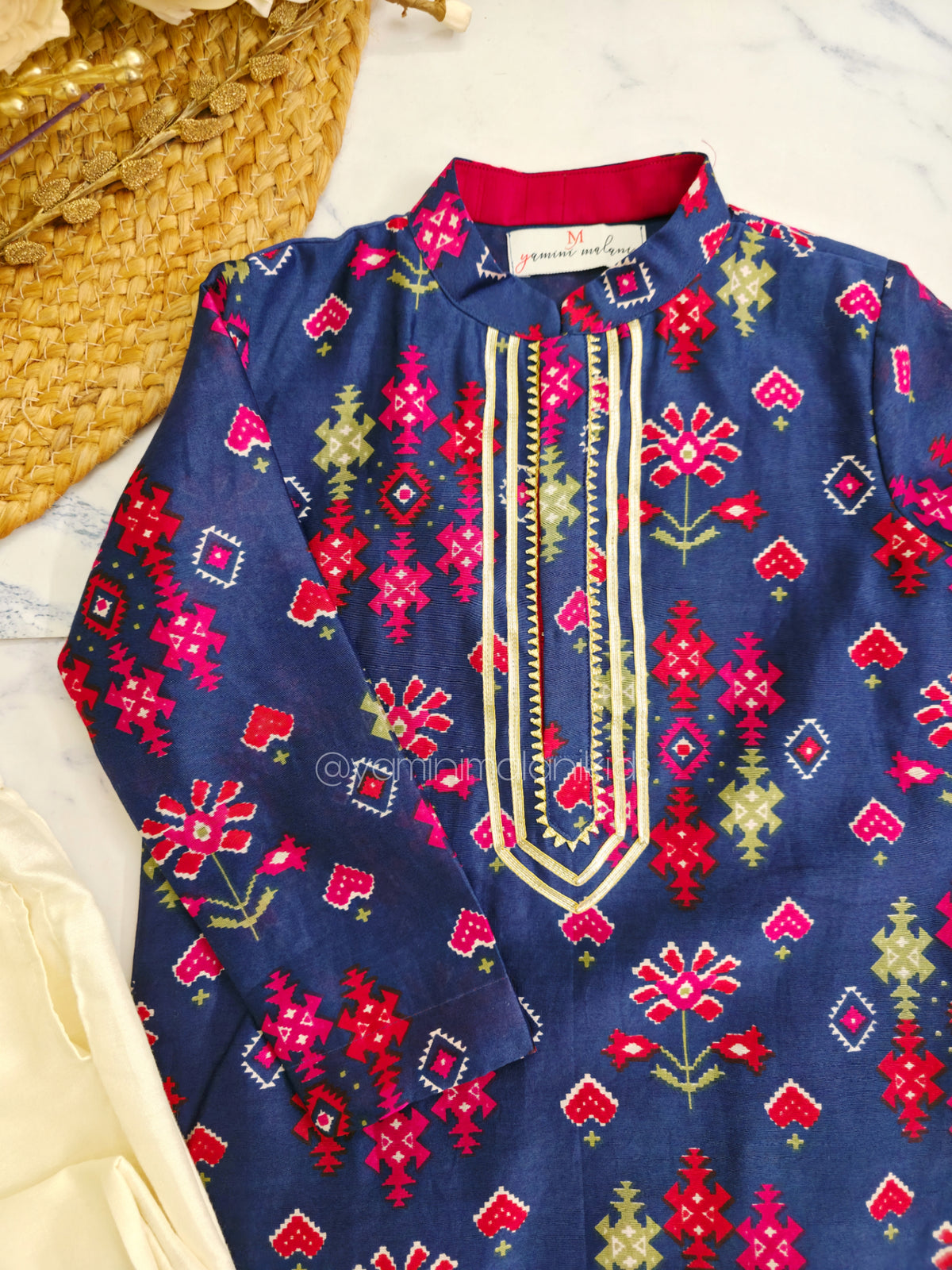 Blue Patola Kurta Set