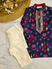 Blue Patola Kurta Set