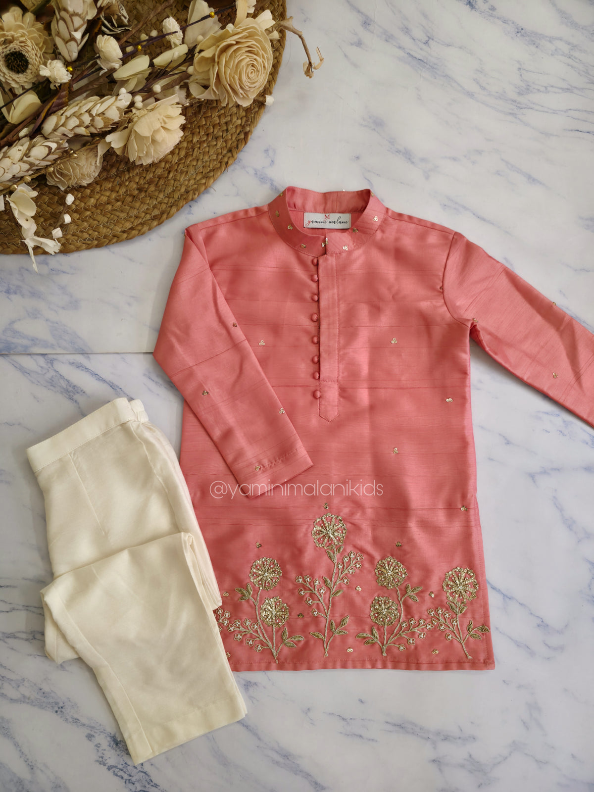 Coral Petals Kurta Pajamas