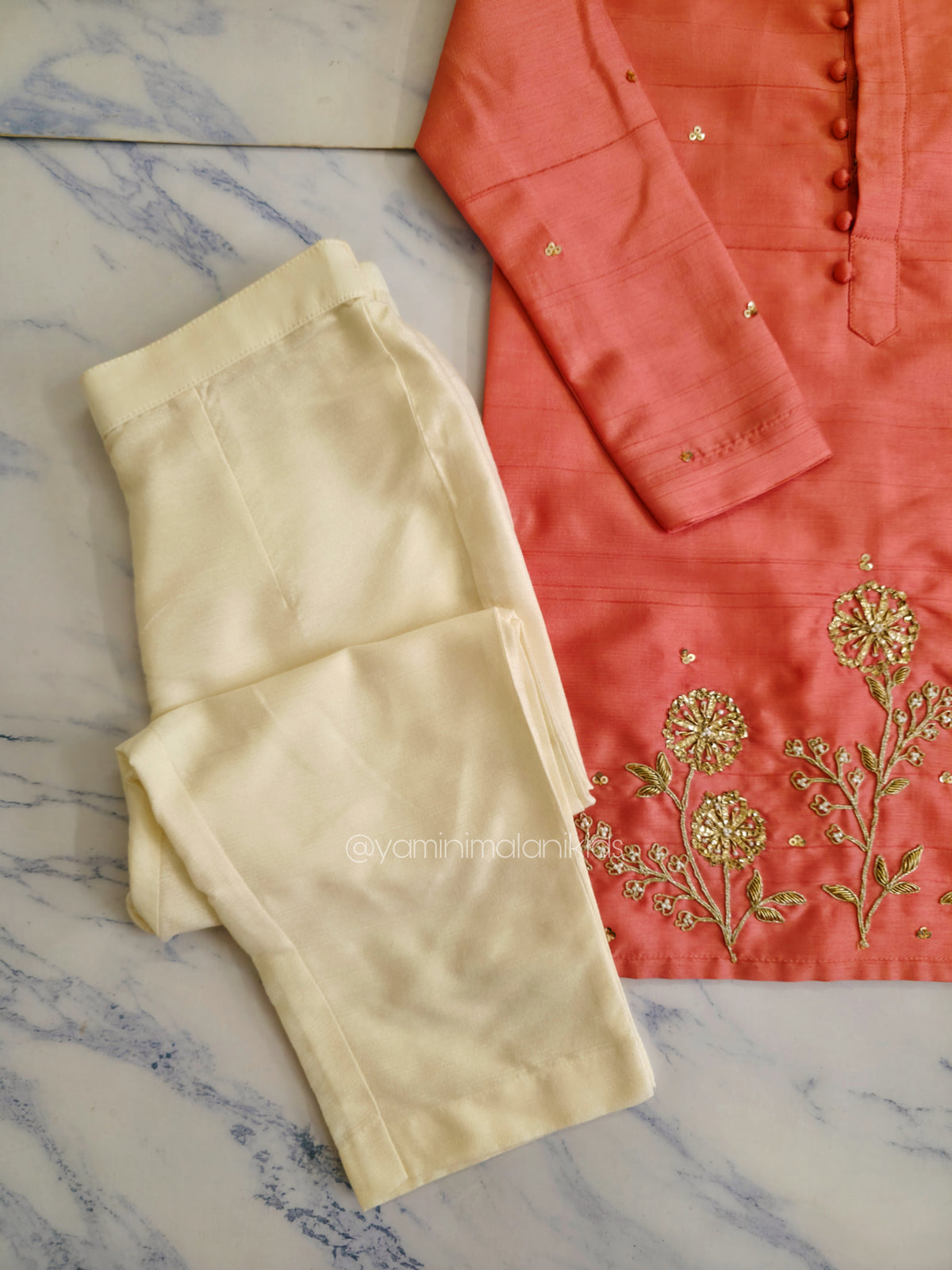 Coral Petals Kurta Pajamas