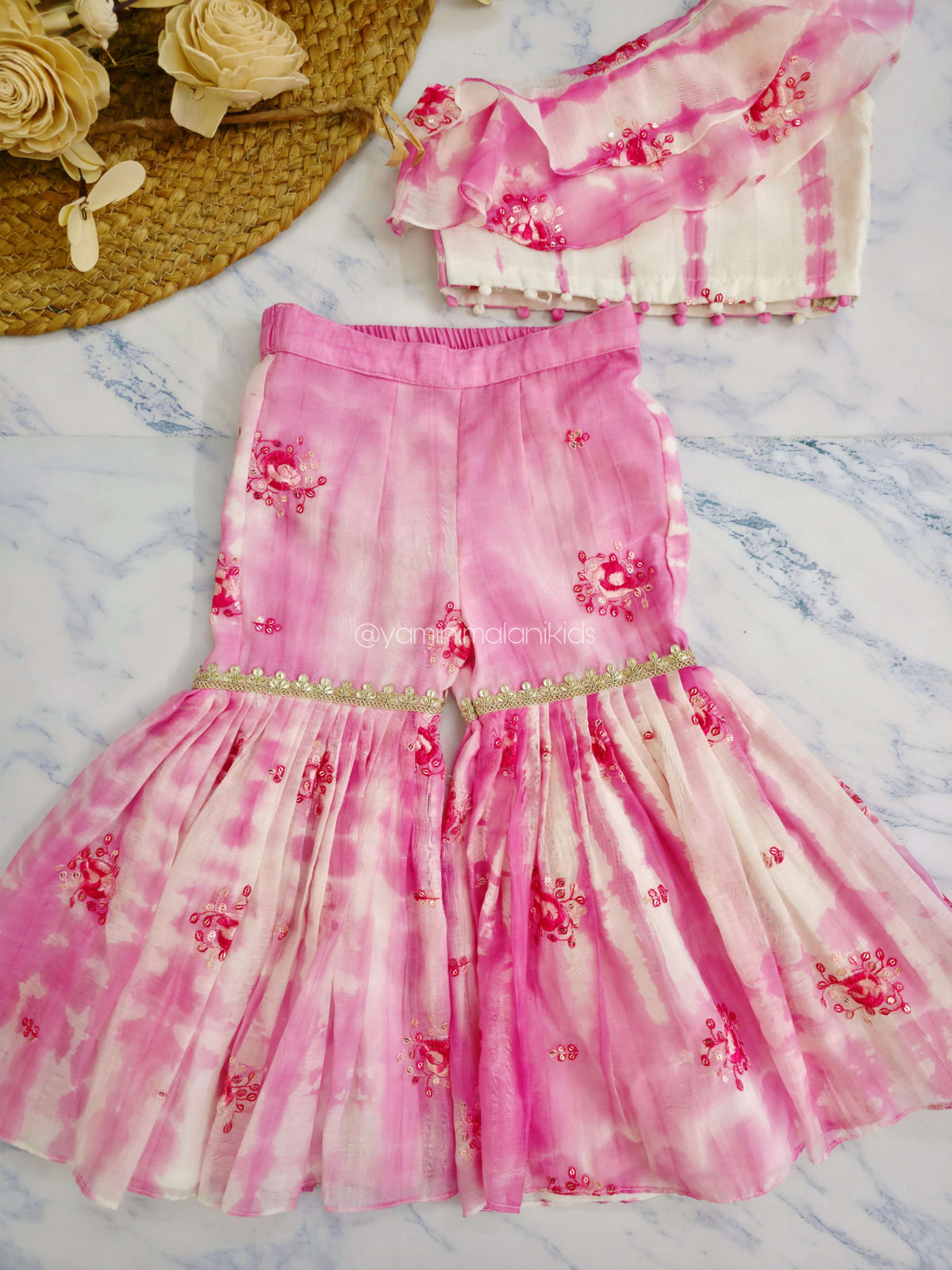 Pink Shibori Sharara Set
