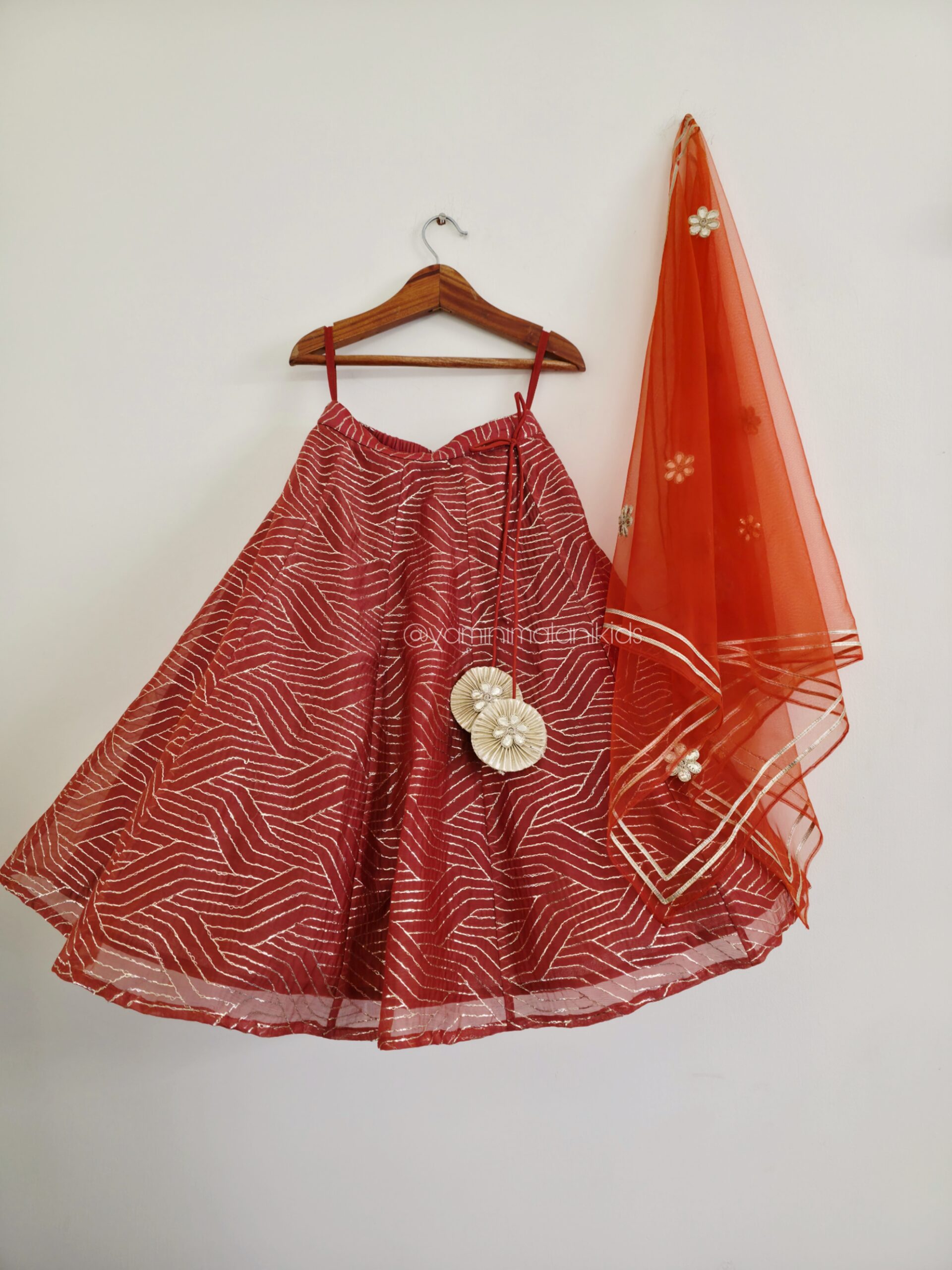 Rust Gota Lehenga - Image 4