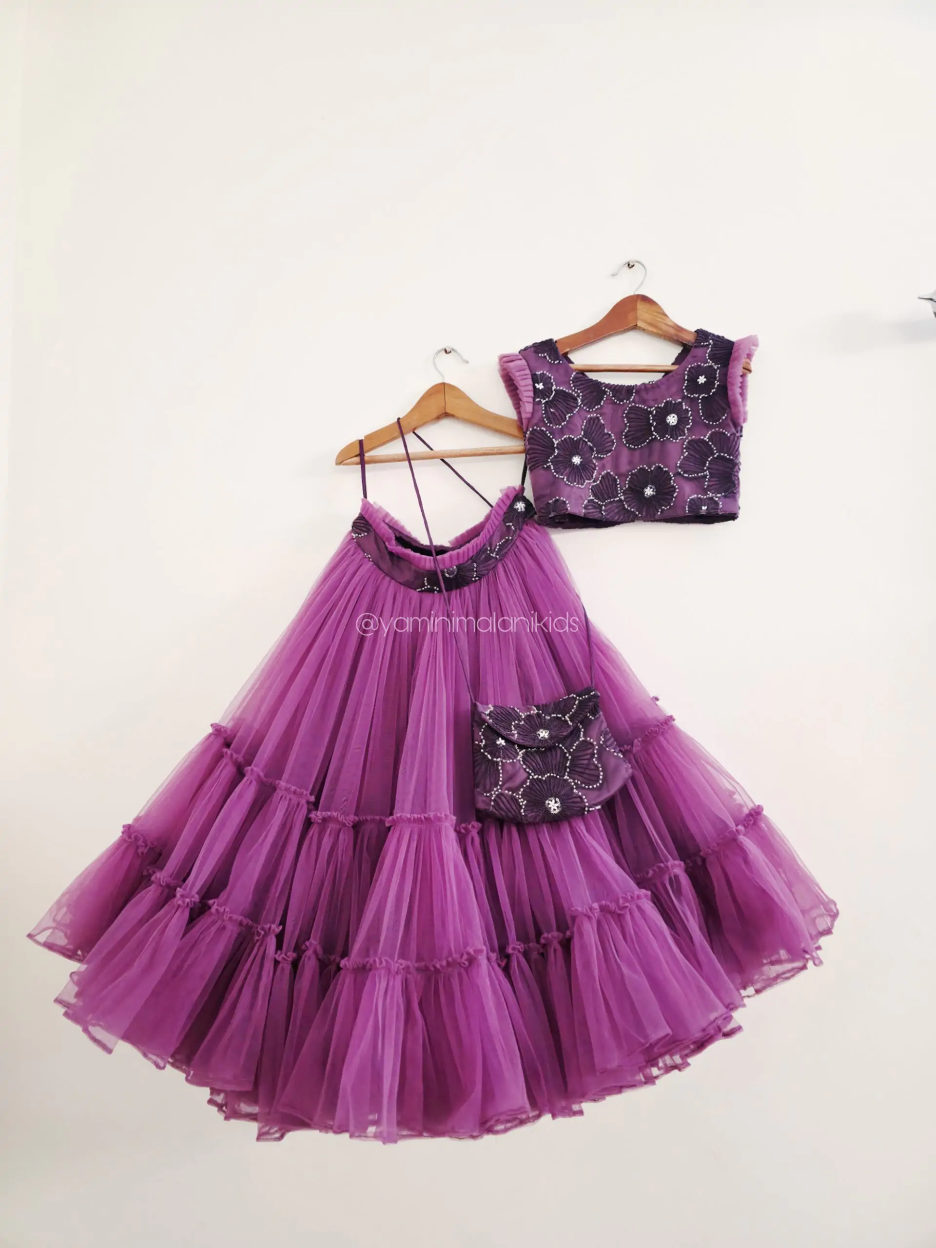 Wine Tiered Lehenga