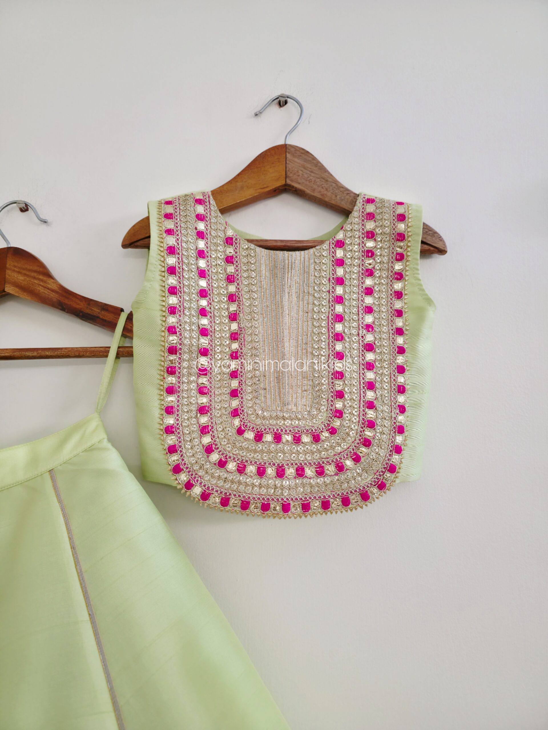 Pista Pink Laced Lehenga - Image 3