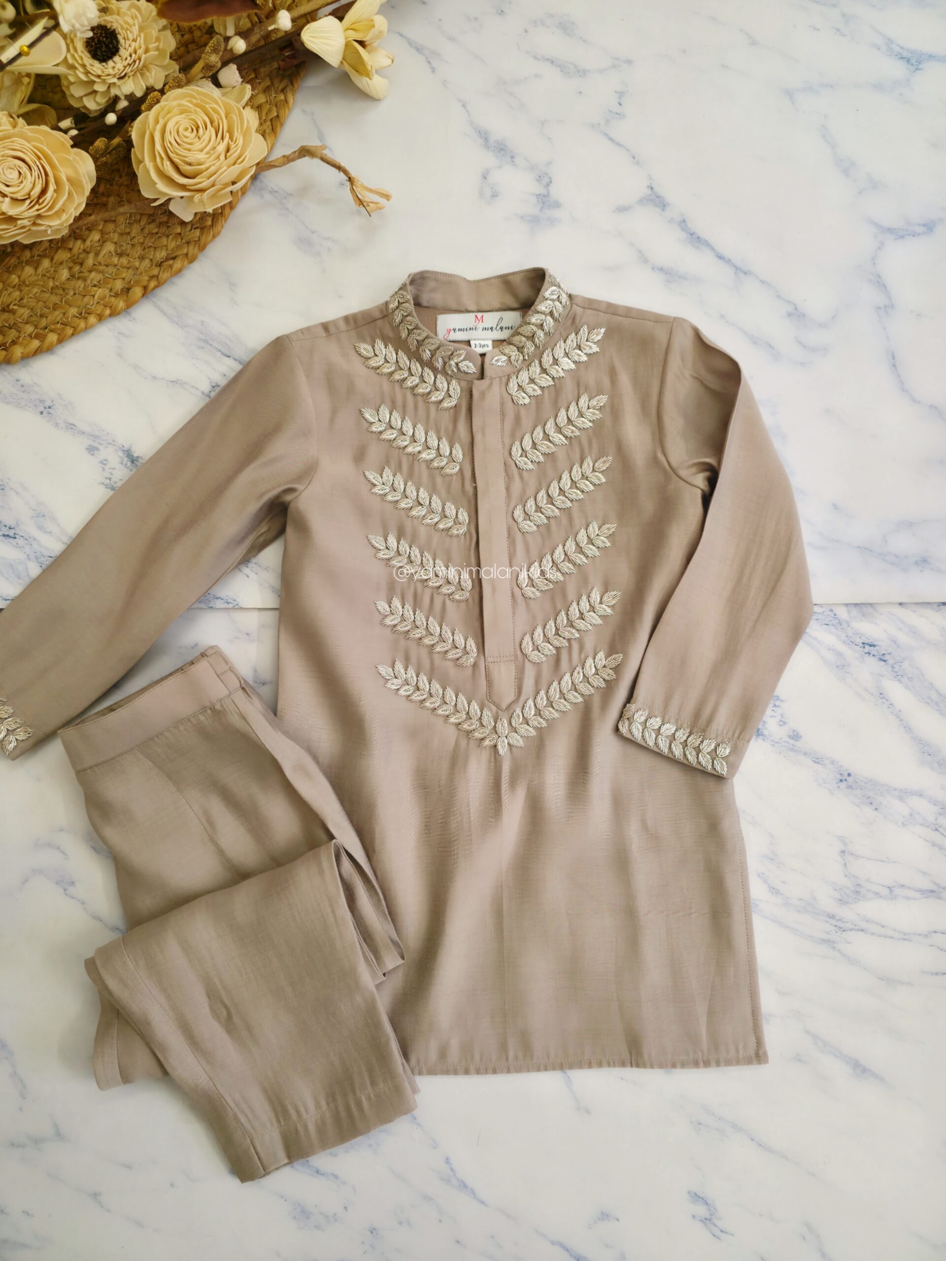 Terracotta Embroidered Kurta Set