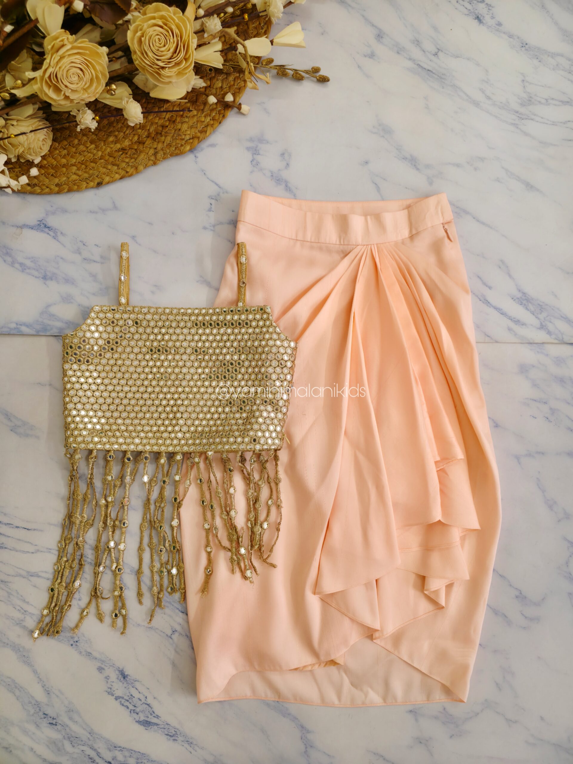 Peach Gold Drape Set