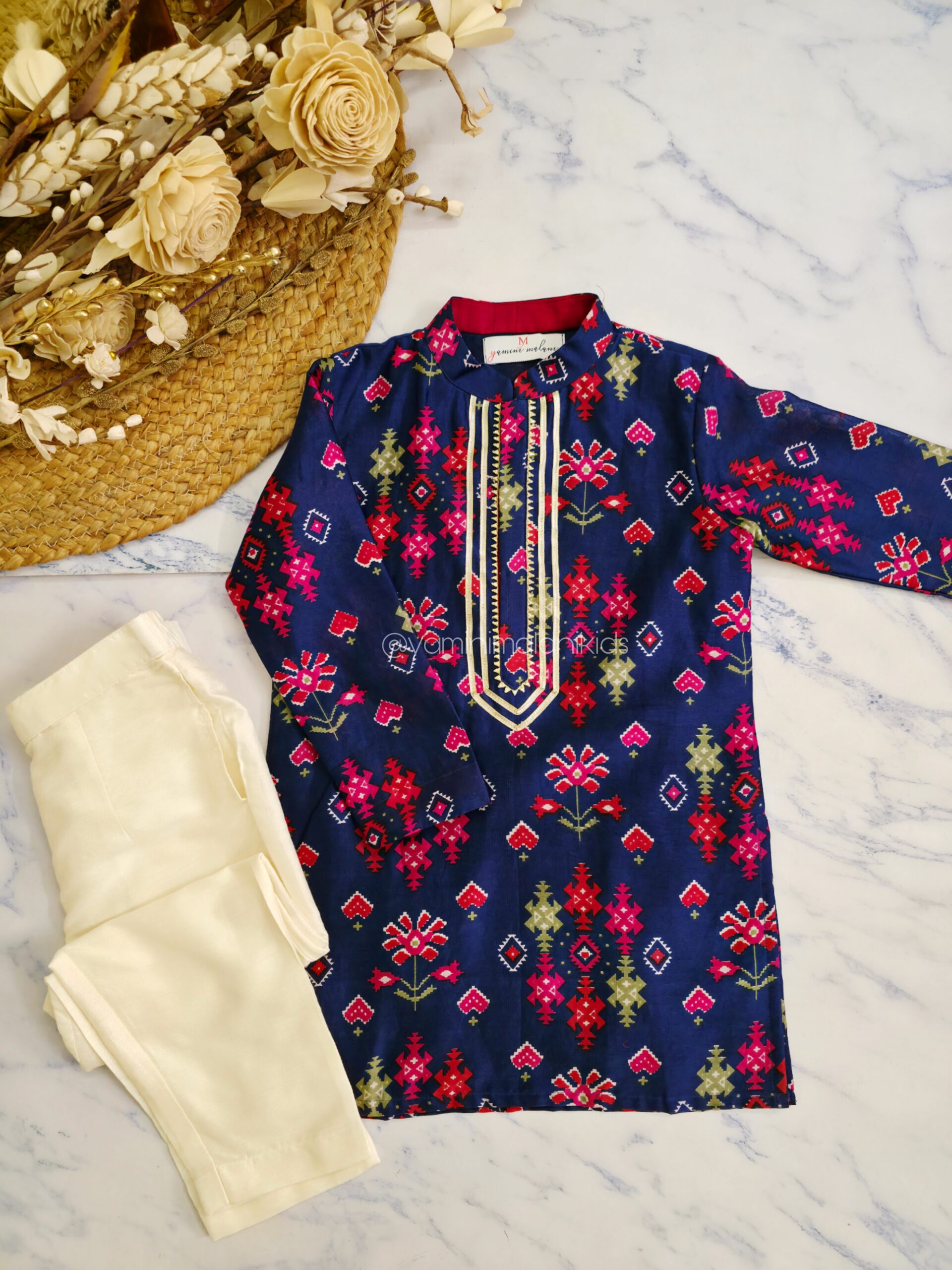 Blue Patola Kurta Set