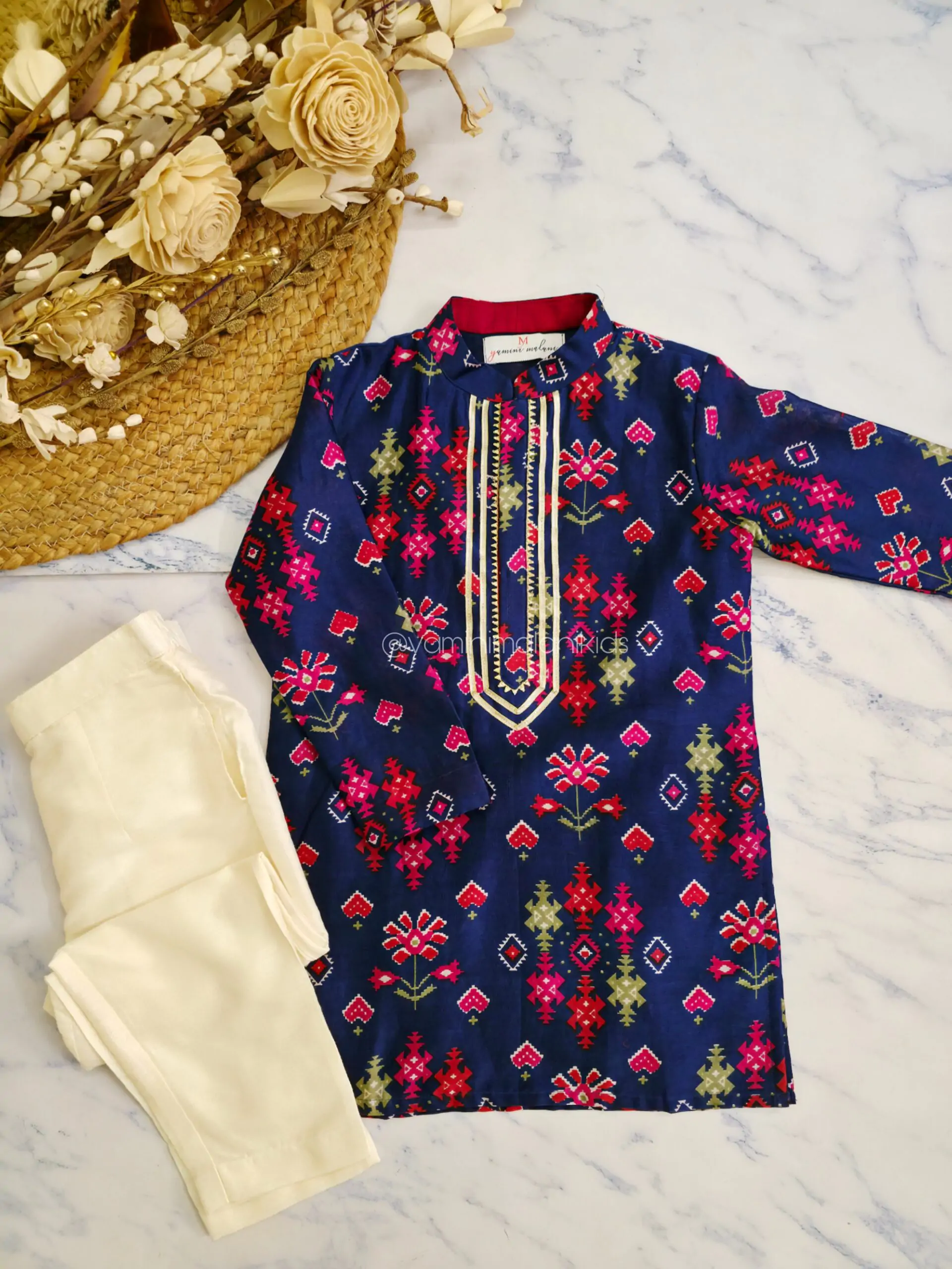 Blue Patola Kurta Set