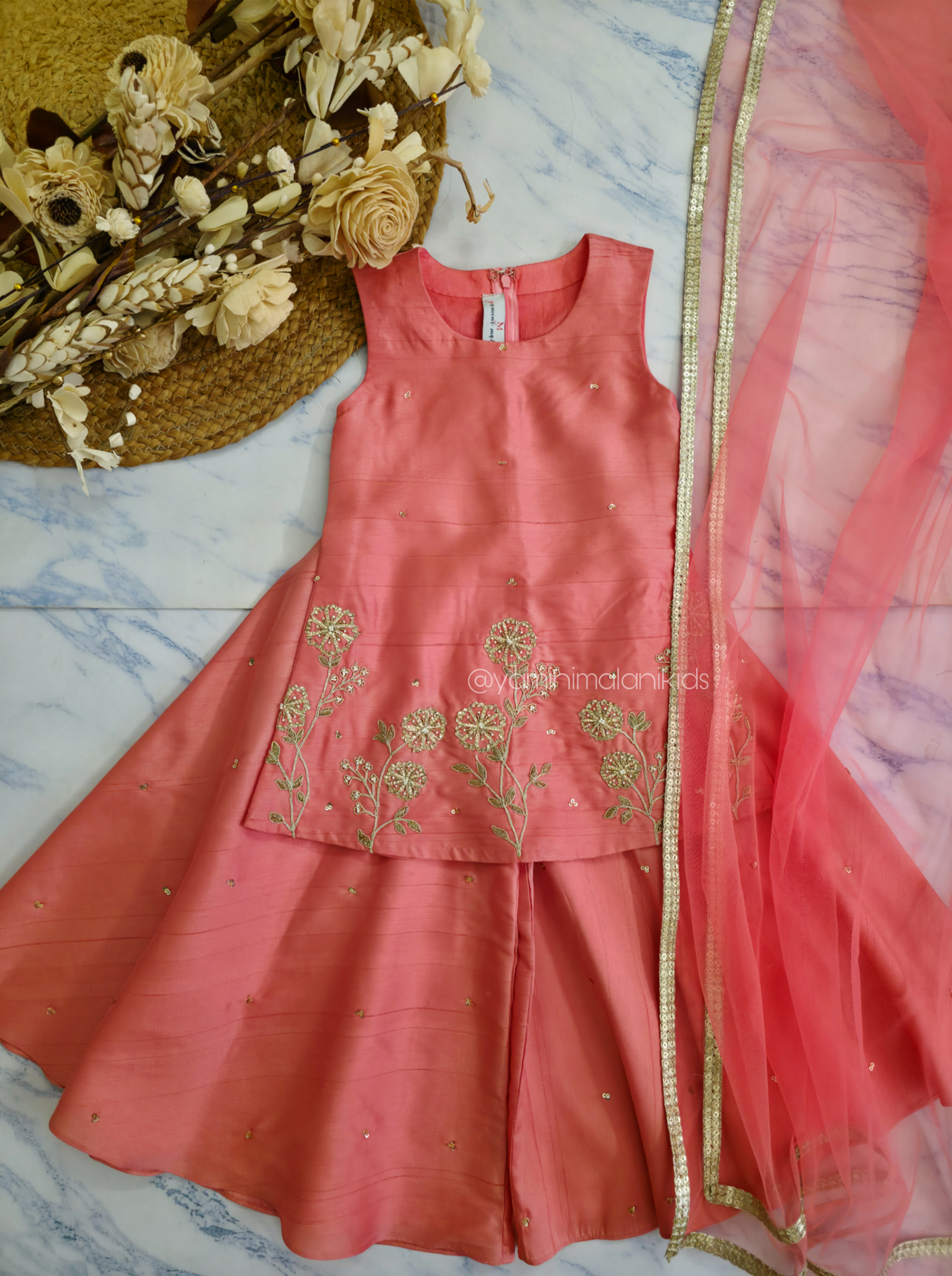 Coral Petals Palazzo Set