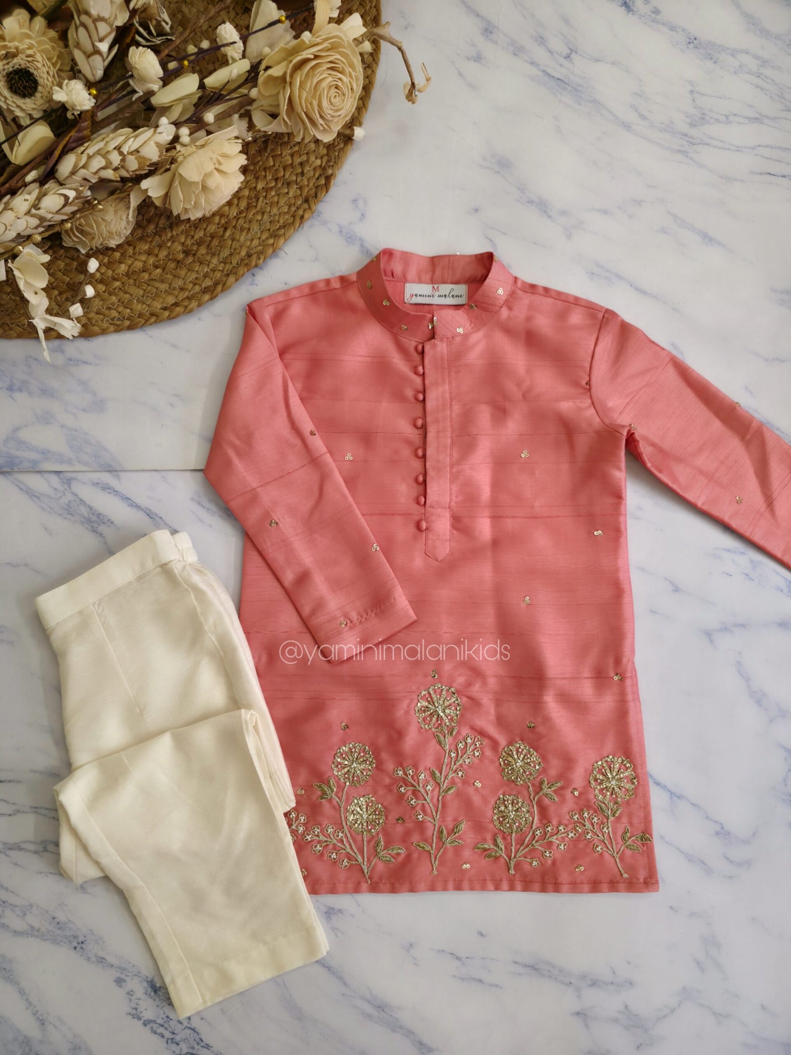 Coral Petals Kurta Pajamas