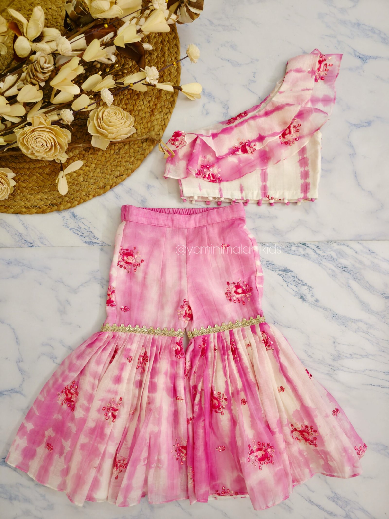 Pink Shibori Sharara Set
